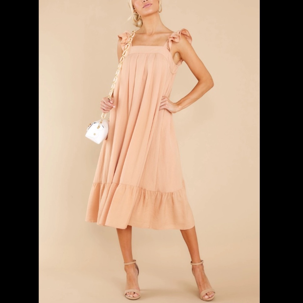 Mable So You Hear Antique Peach Midi Dress